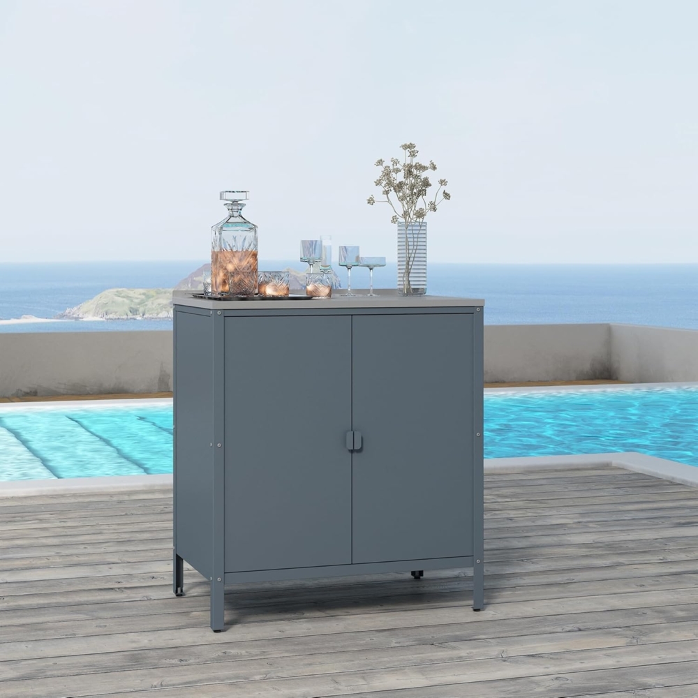 Outdoor Schrank Bolognano 92x80x50 cm Dunkelgrau, matt [casa. pro] Bild 1