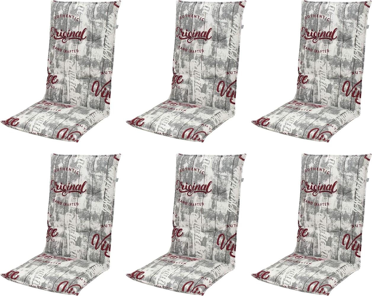 doppler® Hochlehnerauflage 6 er Set 2901 Gartenstuhl Auflagen Kissen Polster für Hochlehner grau, (Spar-Set, 6 Auflagen), für Hochlehner-Stühle UV-beständig inkl. Bindebänder und Halteband Bild 1