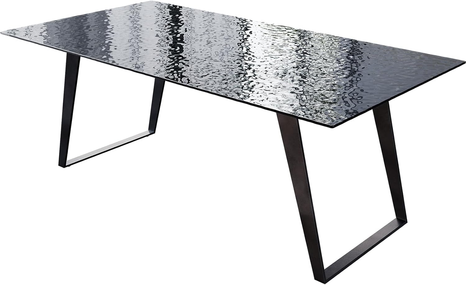 Esstisch Edge 200x100 Reliefglas Rauchschwarz 3D-Design Metall Schräg Schwarz Bild 1