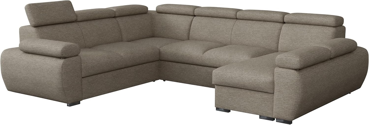 Ecksofa Boston U mit Bettkasten, Schlaffunktion, Einstellbare Kopfstützen (Aragon 20, Seite: Rechts, 2r+R+2p+LC) Bild 1