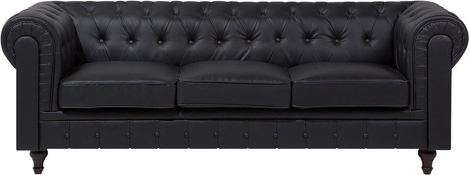 3-Sitzer Sofa Kunstleder schwarz CHESTERFIELD groß Bild 1