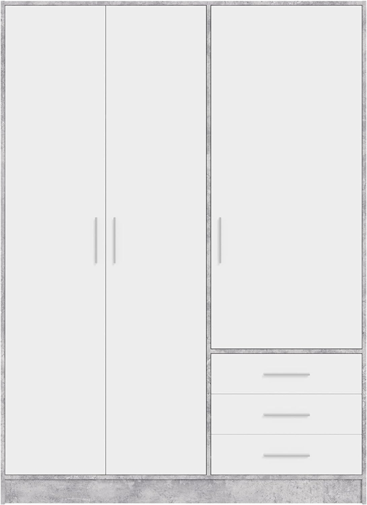 Forte 'Jupiter' Kleiderschrank, Stone Design/weiß, 3-türig, 145x200 cm Bild 1