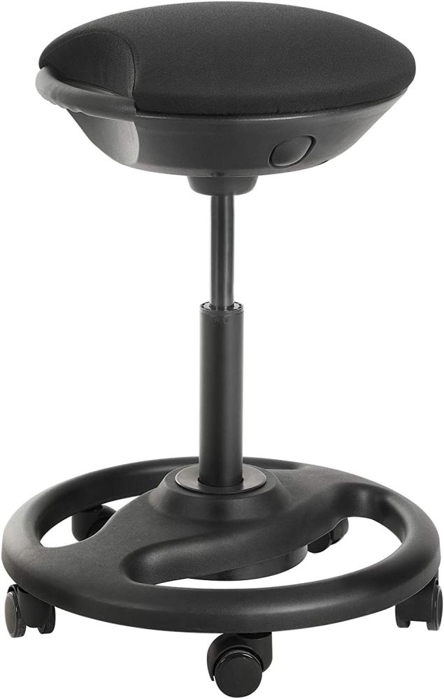 Songmics Bürohocker ergonomisch auf Rollen, höhenverstellbar, schwarz, 50x55-73 cm Bild 1
