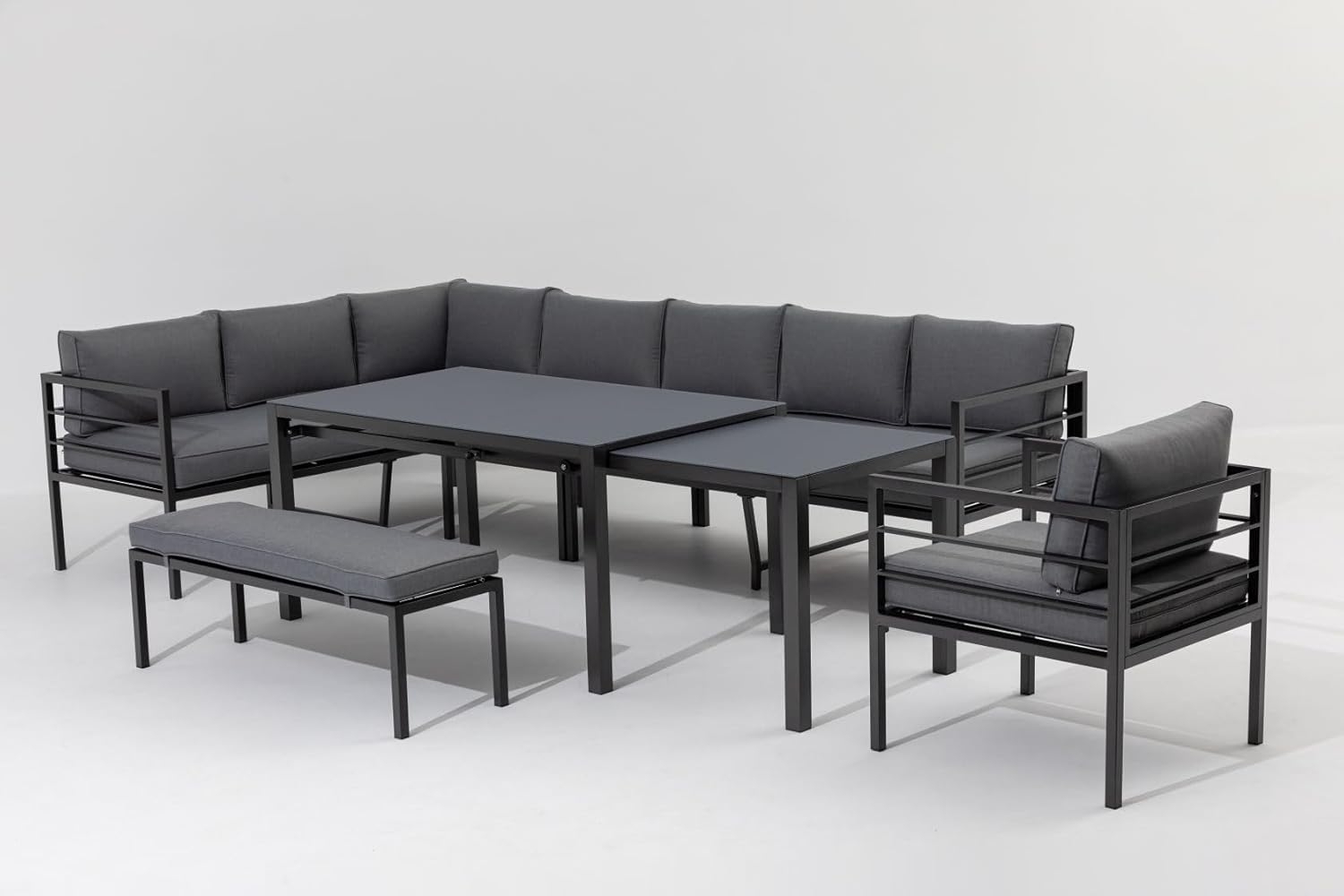 Gardissimo 'LARINO' Ecklounge mit verstellbarer Liegefläche und ausziehbarem Gartentisch, Aluminium anthrazit Bild 1