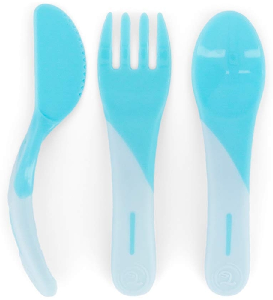 Twistshake Esslern-Besteck für Kinder – Messer, Gabel und Löffel in Blau für einfache Handhabung Bild 1