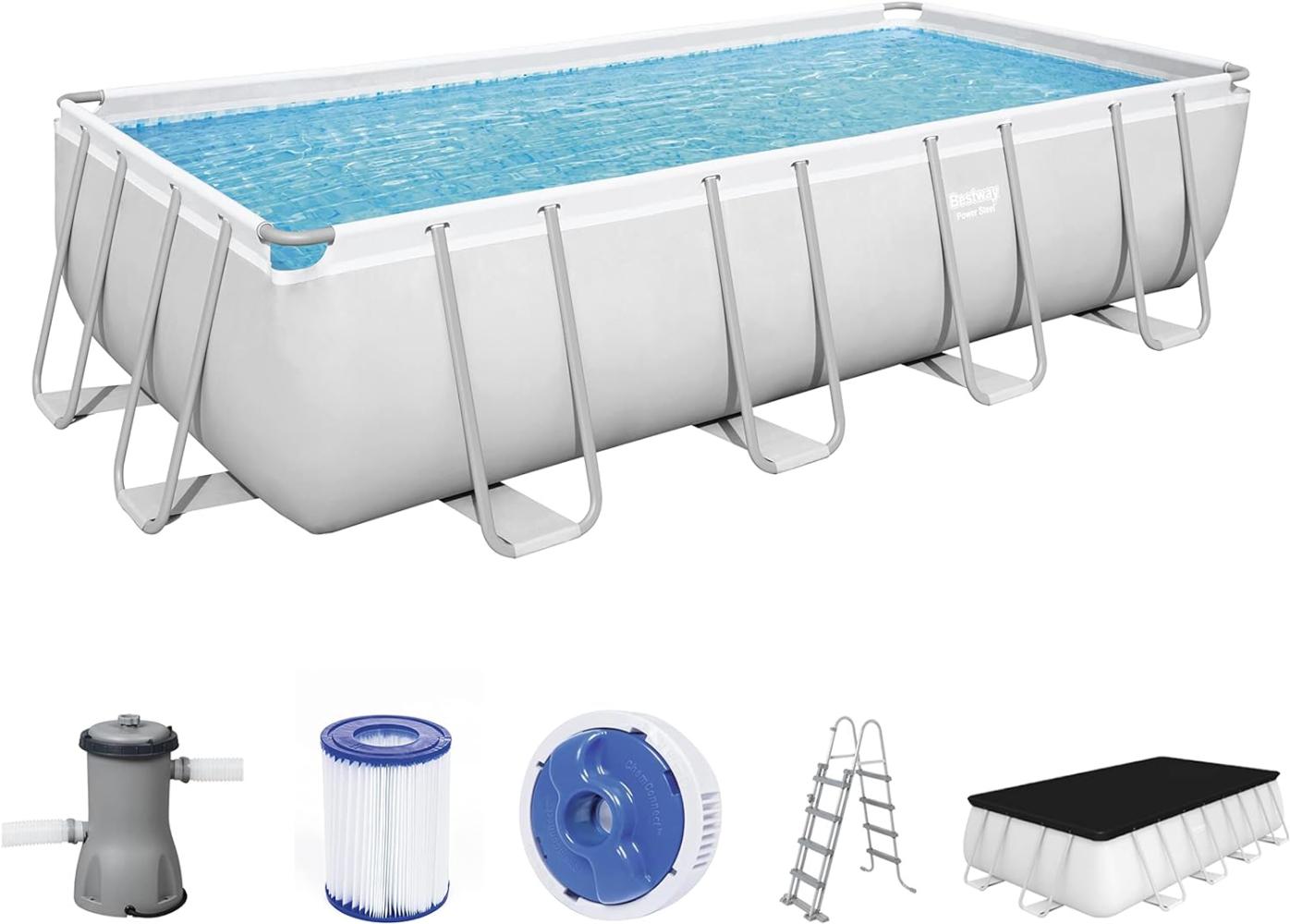 Power Steel™ Frame Pool, Lichtgrau, 488 x 244 x 122 cm Bild 1
