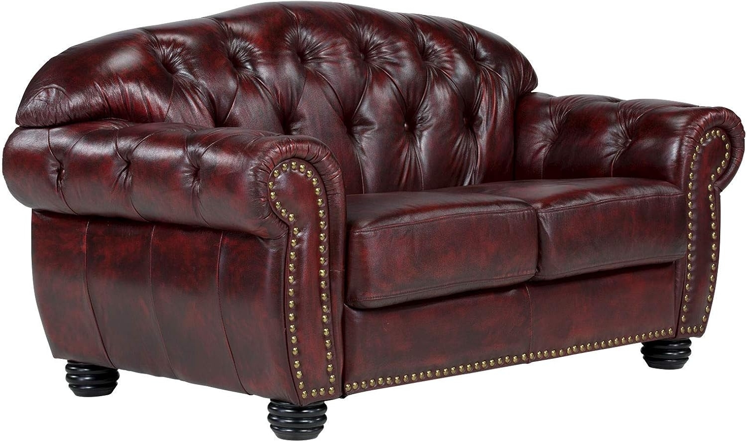 Sofa Chesterfield Hereford 2-Sitzer Echtleder rot Bild 1