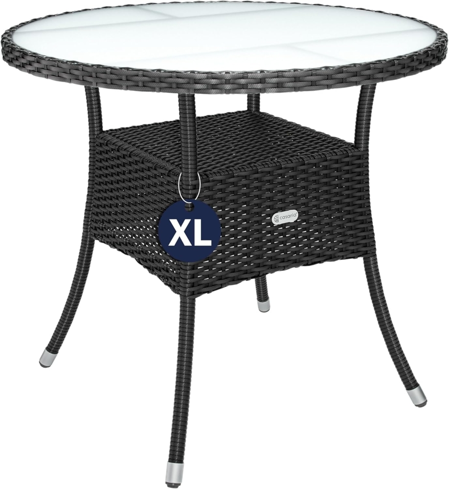 CASARIA® Polyrattan Balkontisch Beistelltisch Rund Ø 80cm Schwarz Bild 1
