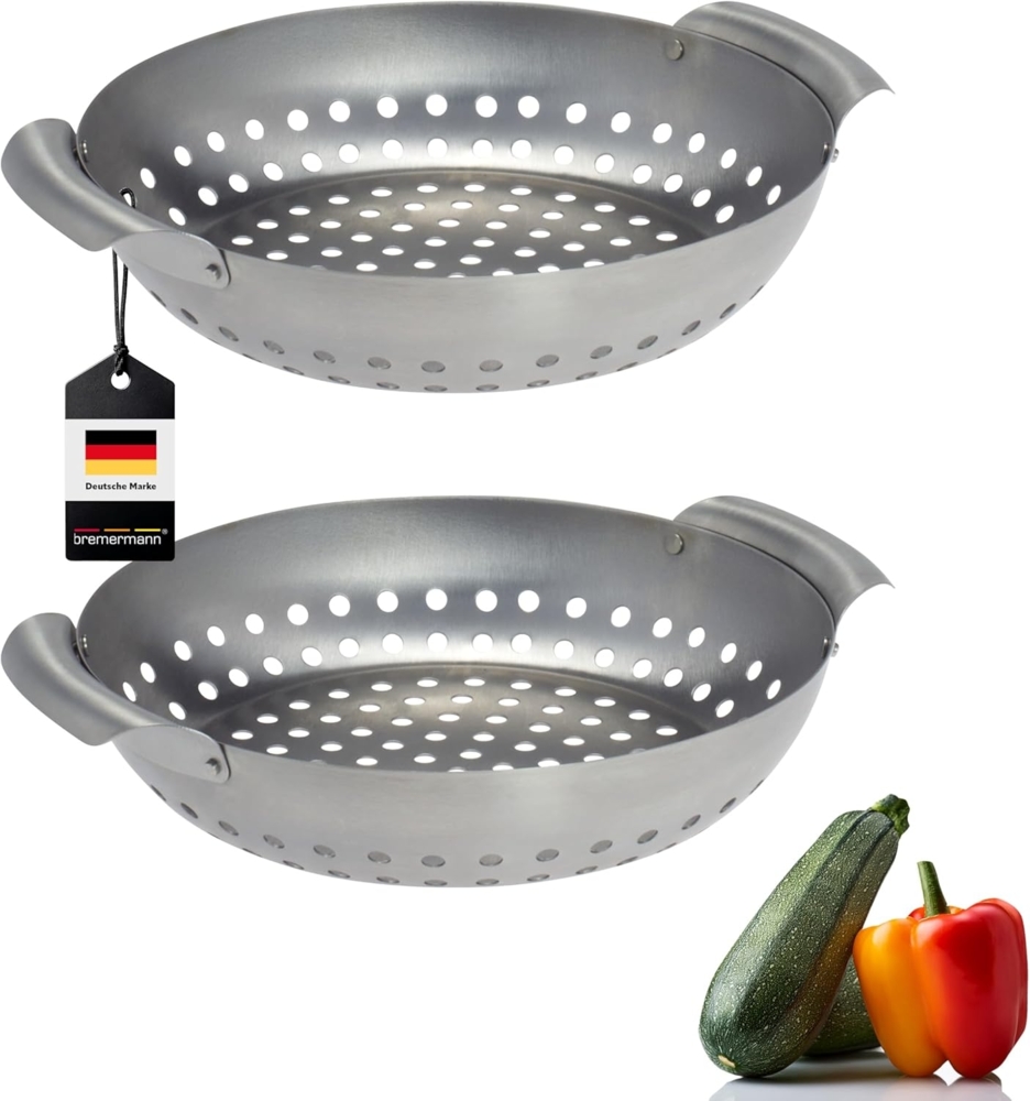 Bremermann Grillkorb 2er Set, rund, Edelstahl Silber, 27 x 6 x 22,5 cm Bild 1