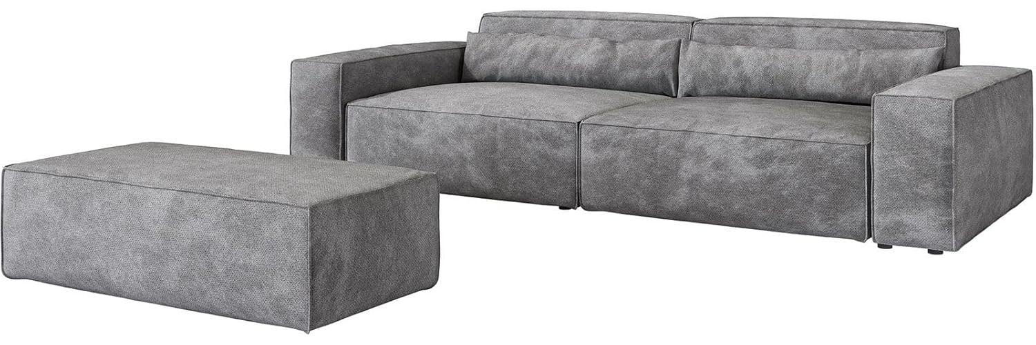 Big-Sofa Sirpio XL 270x130 cm Mikrofaser Taupe mit Hocker Bild 1