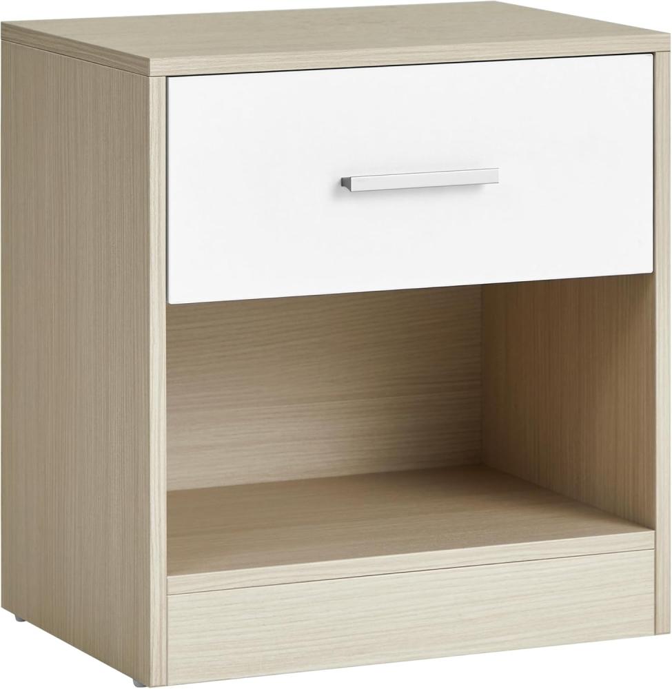 Vasagle Nachttisch, 2er Set, Beistelltisch, mit Schublade, Griff, offenes Fach, Couchtisch, für Schlafzimmer, Wohnzimmer, naturbeige-klassikweiß Bild 1