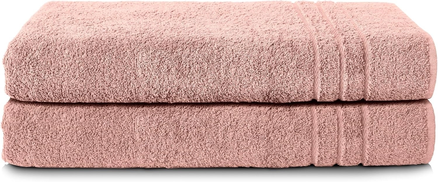 Komfortec 2er Saunatuch Set 80x200 cm aus 100% Baumwolle, XXL-Saunatücher, Sauna Handtuch, Weich, Groß, Frottee, Schnelltrocknend, Blütenrosa Bild 1