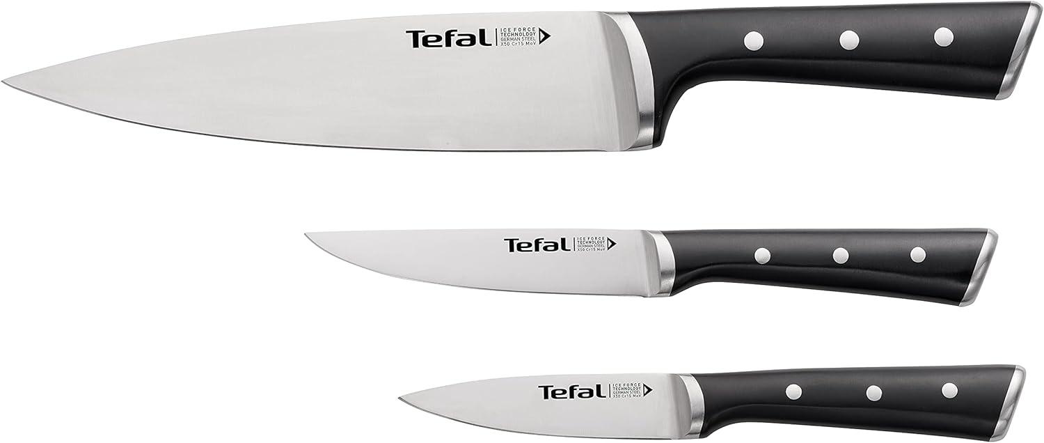 Tefal 'K2323S Ice Force' 3-teiliges Messer-Set, Edelstahl schwarz, 9 cm / 11 cm / 20 cm Bild 1