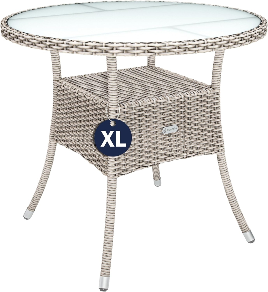 CASARIA® Polyrattan Balkontisch Beistelltisch Rund Ø 80cm Grau Beige Bild 1