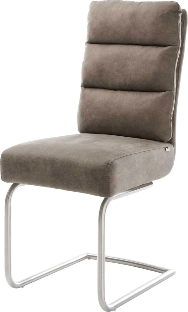 Stuhl Pela-Flex Freischwinger rund Edelstahl Vintage Taupe Bild 1