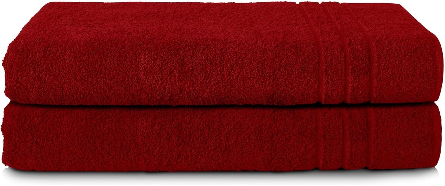 Komfortec 2er Saunatuch Set 80x200 cm aus 100% Baumwolle, XXL-Saunatücher, Sauna Handtuch, Weich, Groß, Frottee, Schnelltrocknend, Aurorarot Bild 1
