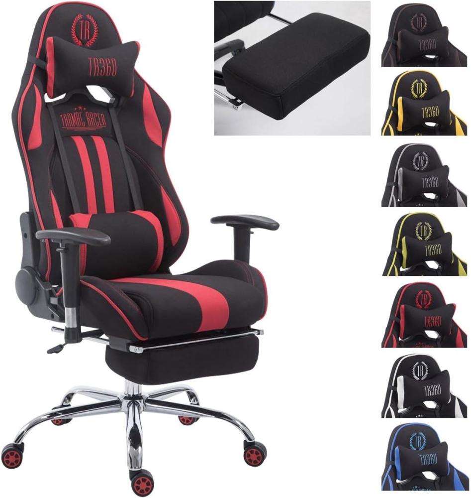 CLP Racing Gaming Bürostuhl Limit V2 Stoff höhenverstellbar und drehbar,schwarz/rot mit Fußablage Bild 1