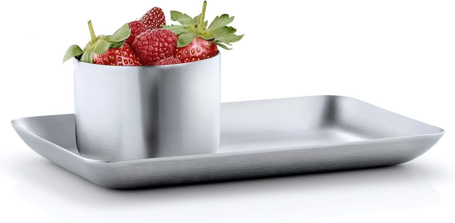 Blomus Basic Tablett, Snackstablett, Beilagenplatte, Platte, Edelstahl, 10x17 cm, 63610 Bild 1