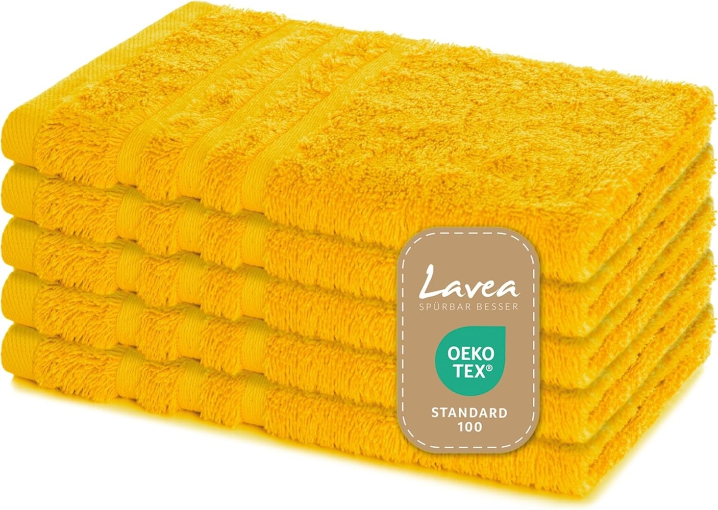 Lavea Gästehandtuch Elena, 30x50cm aus 100% Baumwolle, fusselfreies, pflegeleichtes hautfreundliches Gästehandtuch-Set (Set, 5-St), einzigartig weiche Frottee Gästehandtücher für jeden Hauttyp Bild 1