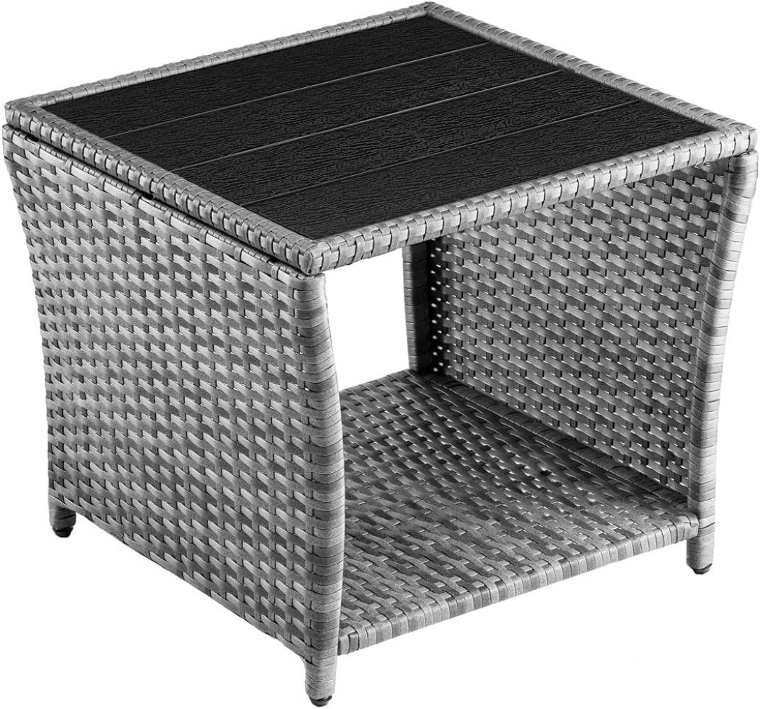 Casaria Beistelltisch (1-St), wetterfest, Polyrattan / WPC grau, 45 x 45 x 40 cm Bild 1