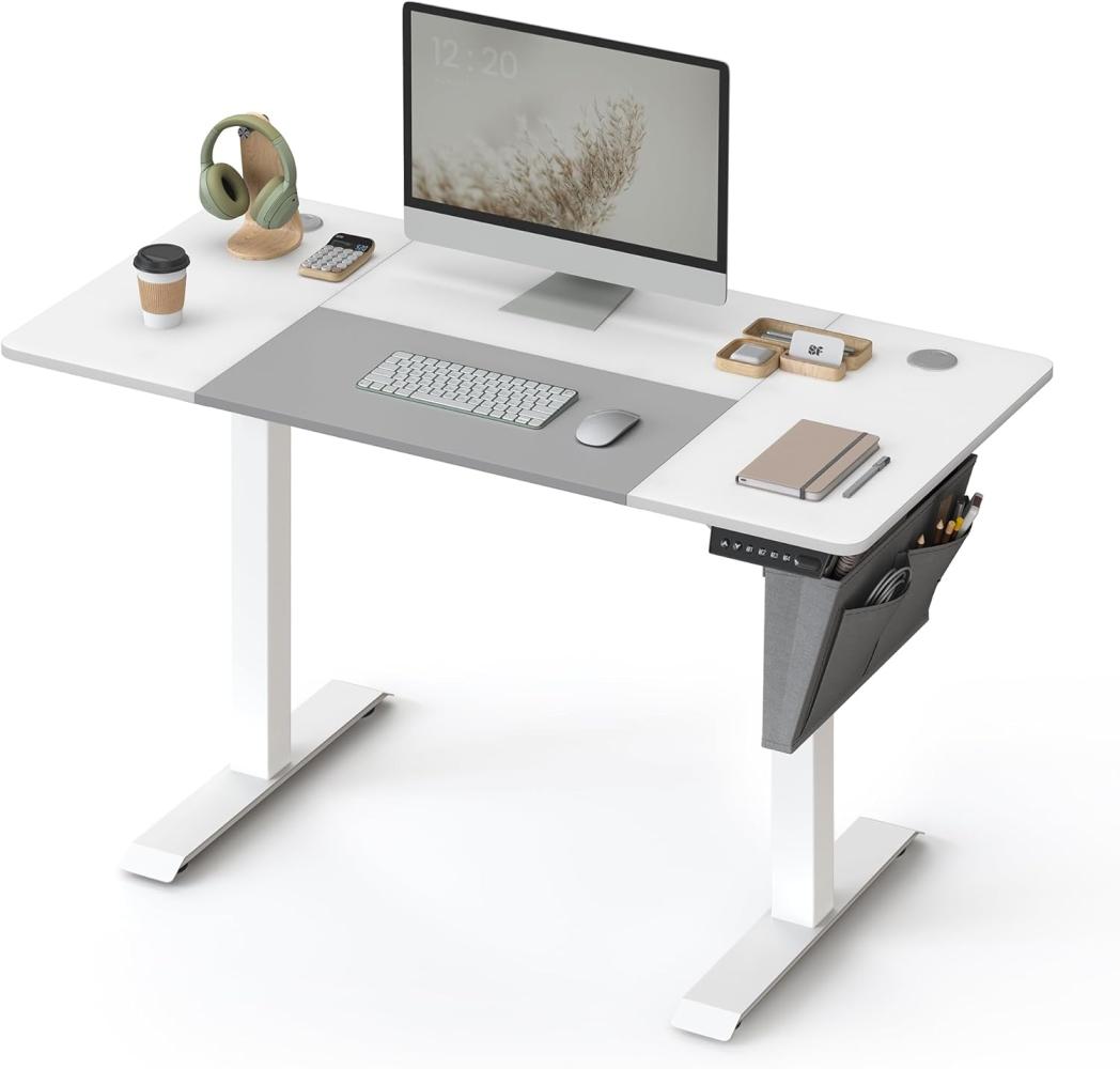 Songmics elektrisch höhenverstellbarer Schreibtisch, basisweiß-taubengrau, 60x120 x (72-120) cm Bild 1