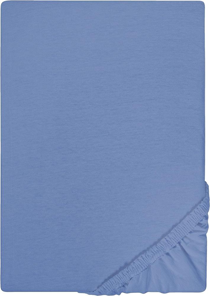 Biberna Jersey-Spannbetttuch, 100 % Baumwolle, Ozeanblau, 1x 90x190 cm - 100x200 cm Bild 1