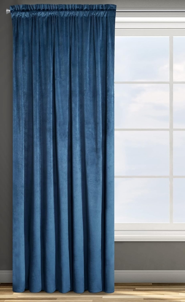 Samtvorhang Velours Vorhänge zum Wohnzimmer Prachtvoll Elegant blau 140x270 cm Kräuselband Bild 1