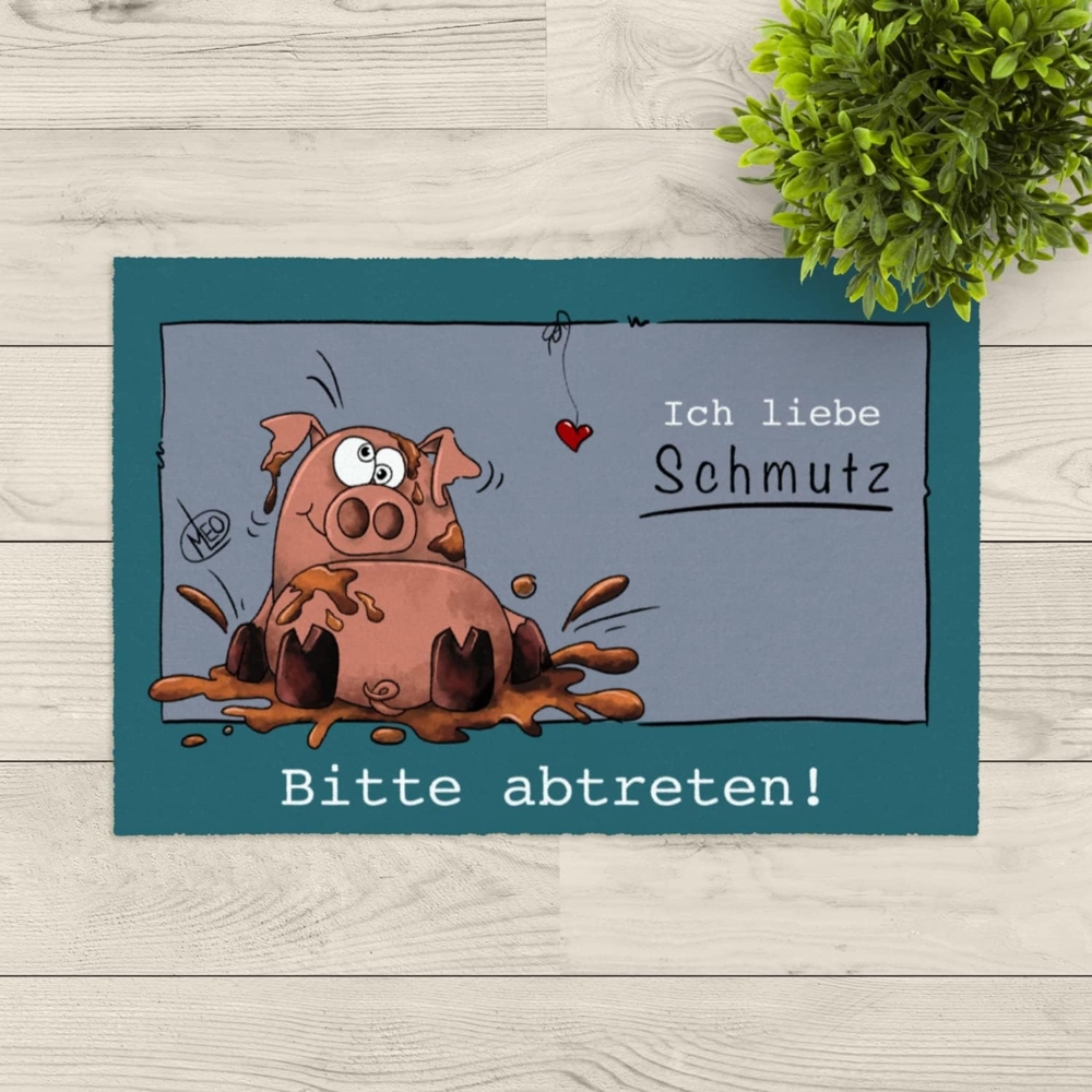 Lako 'Ich liebe Schmutz' Fußmatte, blau, 50x75 cm Bild 1