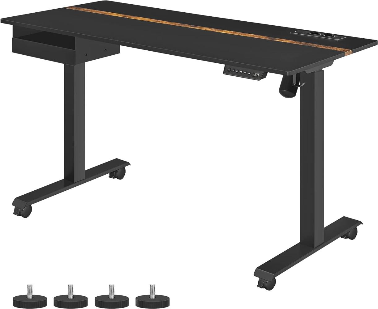 Vasagle Höhenverstellbarer Schreibtisch elektrisch, stufenlos verstellbar, Memory-Funktion mit 4 Höhen, schwarz, Tischoberfläche 60x140 cm Bild 1