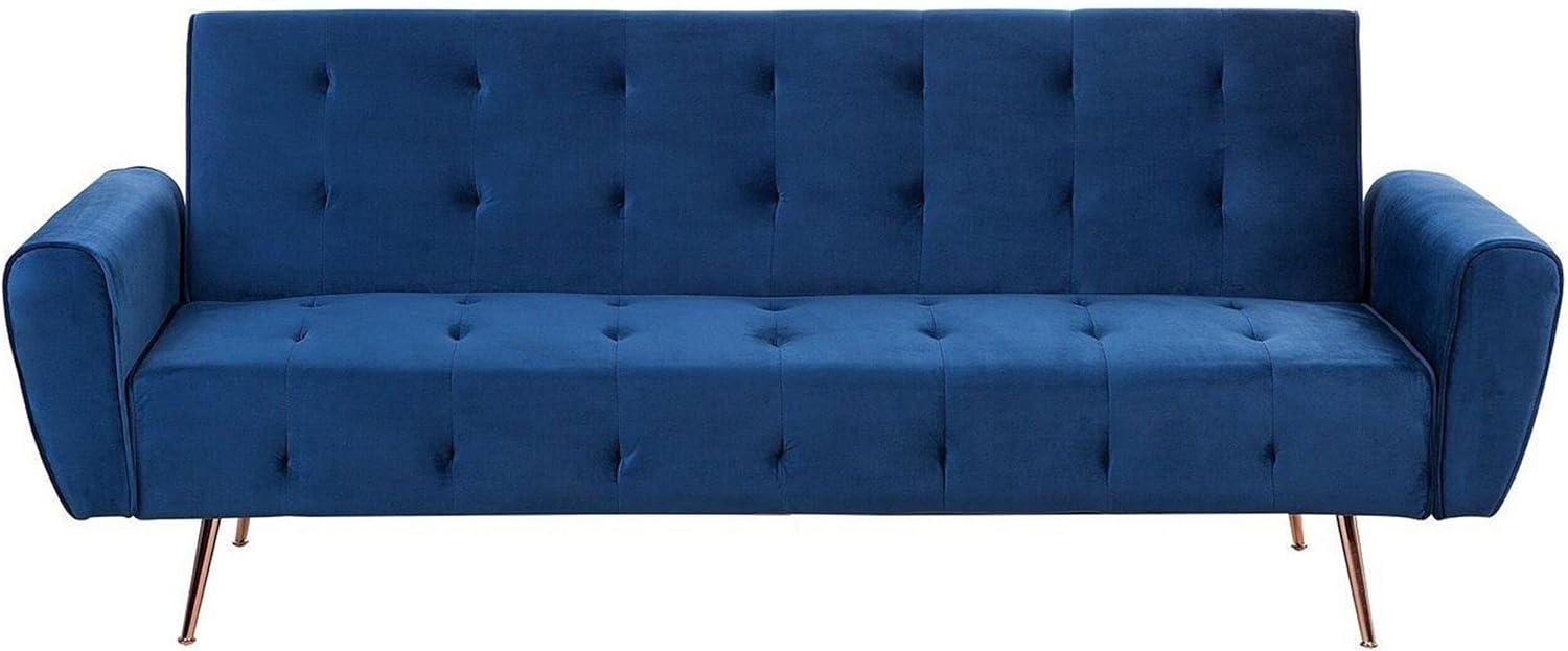 beliani 'SELNES' Schlafsofa, 3-Sitzer, Samtstoff, Marineblau, 85 x 84 x 212 cm Bild 1
