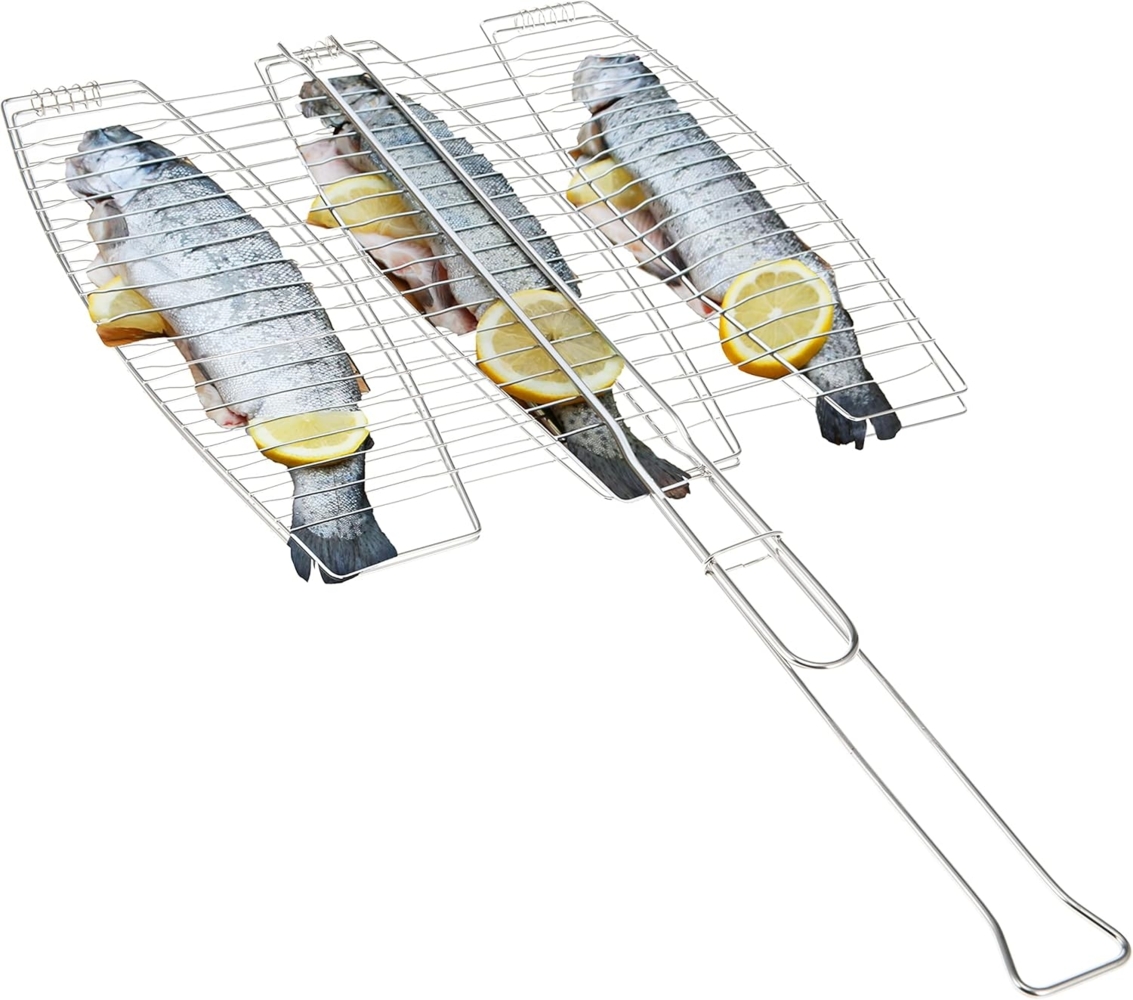 bremermann Grillguthalter Fischgriller 3fach // Edelstahl // ca. 65 x 39,5 cm // Fischbräter Bild 1