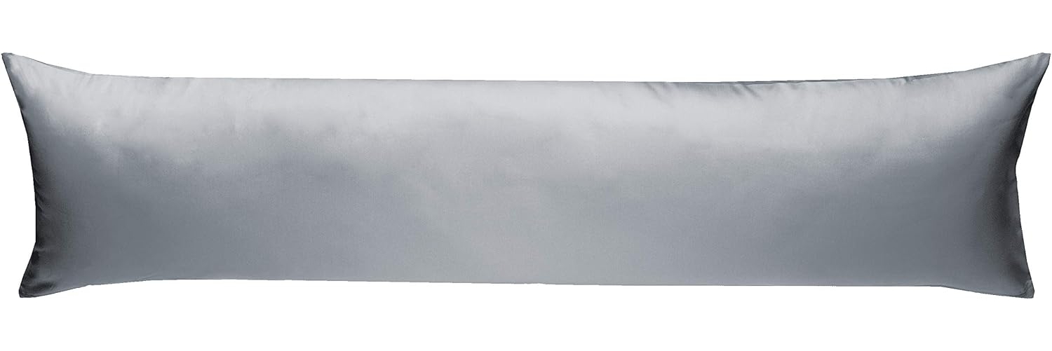 Mako-Satin Seitenschläferkissen Bezug uni / einfarbig grau 40x145 cm von Bettwaesche-mit-Stil Bild 1