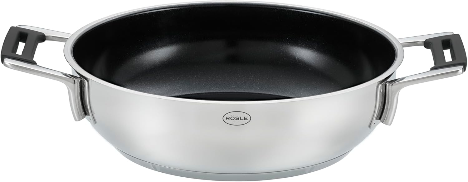 RÖSLE Servierpfanne SILENCE PRO CeraPlus, Edelstahl 18/10 (1-tlg), natürliche Quarzversiegelung ohne PTFE/PFAS, Induktion Bild 1