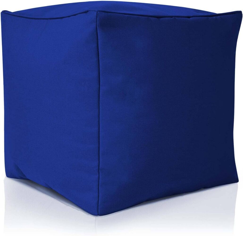 Green Bean© Outdor Pouf-Hocker 40 x 40 x 40 cm mit EPS-Perlen Füllung - Erweiterung & Addon für Sitzsäcke: Fußhocker Fußkissen - Bodenkissen Kinder & Erwachsene - Fußablage Sitzkissen Blau Bild 1