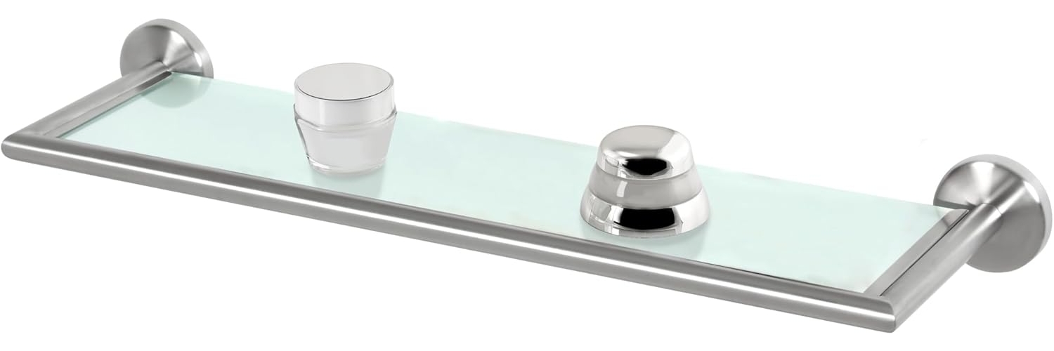 bremermann 'PIAZZA' Wandregal ohne Klebeset, Glas / Edelstahl, weiß, 54 x 14 x 5,7 cm Bild 1