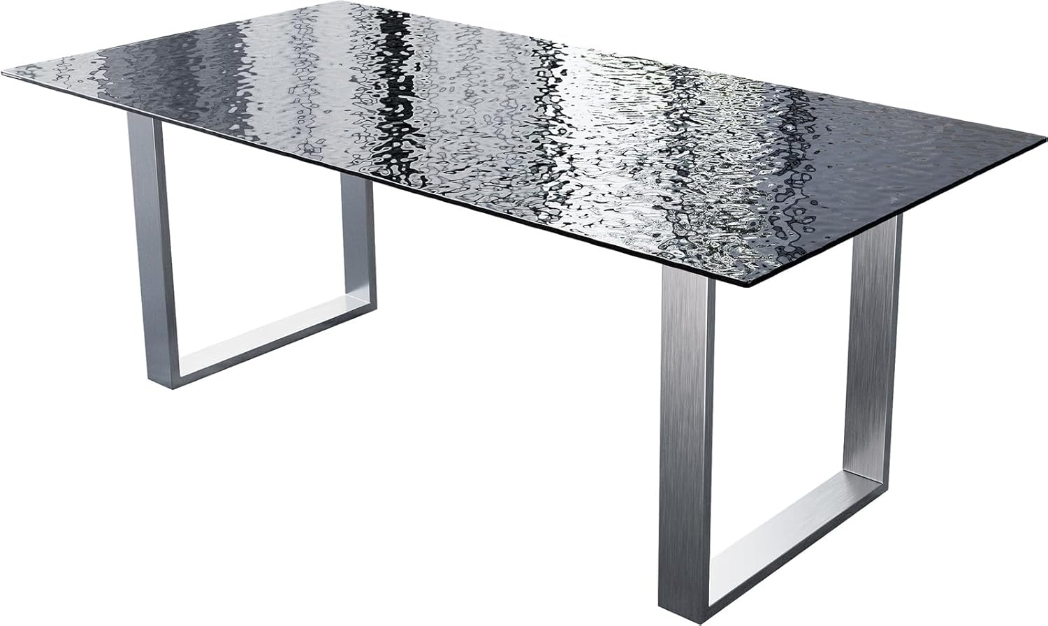 Esstisch Edge 200x100 Reliefglas Rauchschwarz 3D-Design Edelstahl Schmal Bild 1