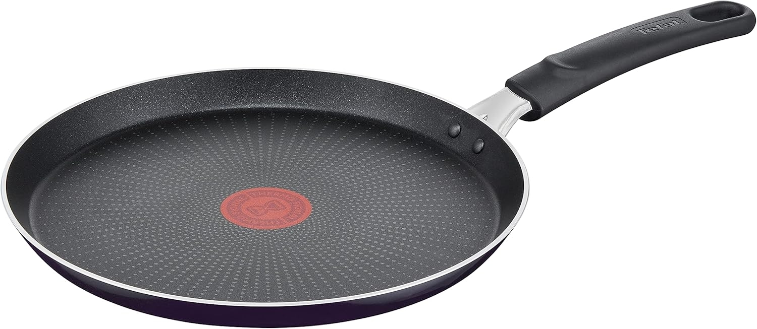 Tefal D52610 Resist Crêpepfanne 25 cm | sichere Titanium Antihaftversiegelung | Thermo-Signal Temperaturindikator | leichte Reinigung | Flame Protect-Technologie | Schwarz | nicht induktionsgeeignet Bild 1