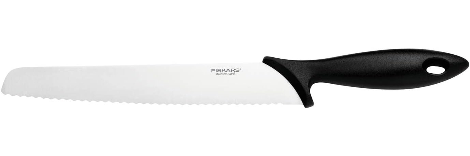 Fiskars Brotmesser mit Wellenschliff, Essential, Kunststoff/Edelstahl, Klingenlänge: 23 cm, Schwarz/Silber, 1065564 Bild 1