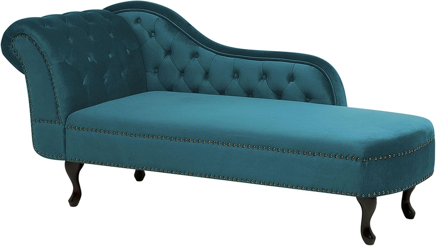Beliani 'Nimes' Chaiselongue, Smaragdgrün, Samt, 79 x 65 x 169 cm, Links Bild 1