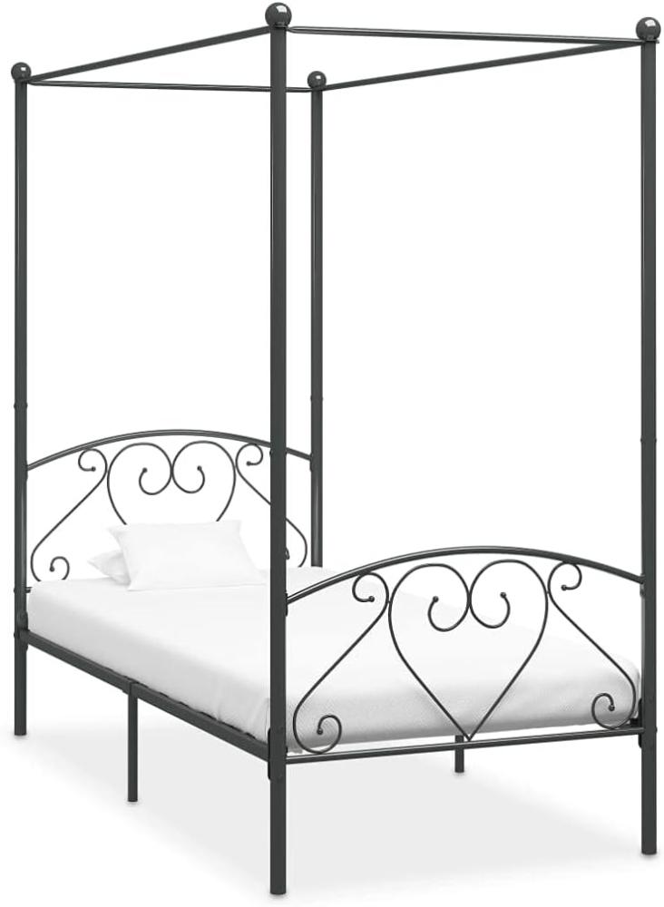 vidaXL Himmelbett-Gestell Grau Metall 90x200 cm [284440] Bild 1