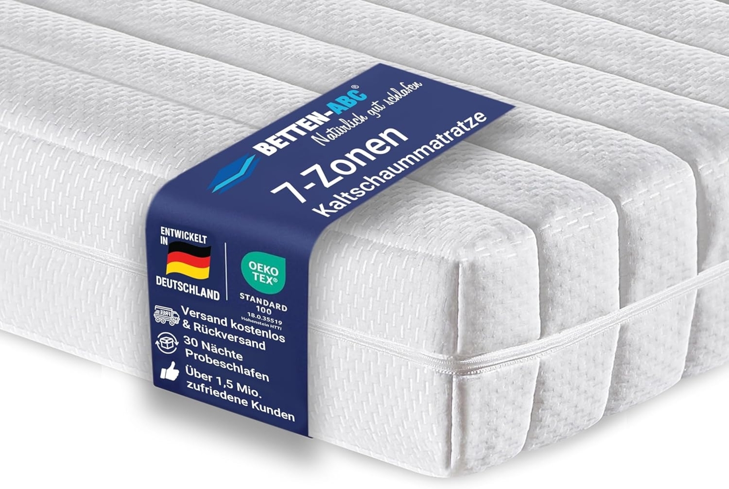 Betten-ABC KSP-500 XXL, Matratze in Härtegrad H4 Kaltschaummatratze in Härtegrad 4, Bezug waschbar, Größe: 80x220 Bild 1