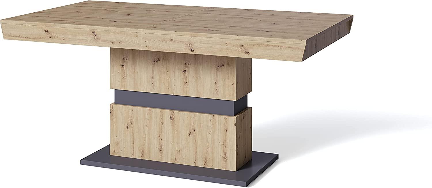 byLIVING Esszimmertisch MATTHEW /Küchen-Tisch 160 cm mit Auszugsfunktion auf 215 cm /Auszugstisch Artisan Eichen-Optik hellbraun /Esstisch ausziehbar mit Einlegeplatte /160-215 x 90 x 75 cm (LxBxH) Bild 1