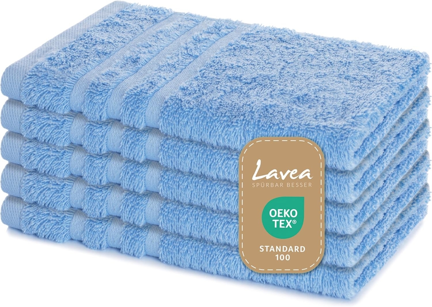 Lavea 5er Set Gästetuch 30x50 cm, Frottierserie Elena, Delphinblau Bild 1