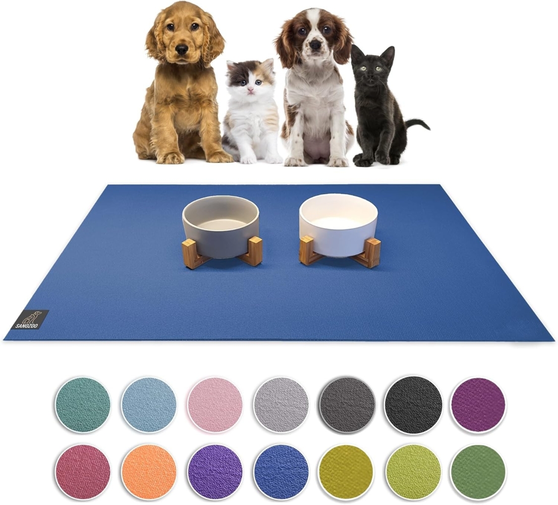 SanoZoo® Napfunterlage - Öko-TEX - Made in Germany - rutschfeste Futtermatte für Hunde & Katzen 80x80 cm Blau, wasserfest Bild 1