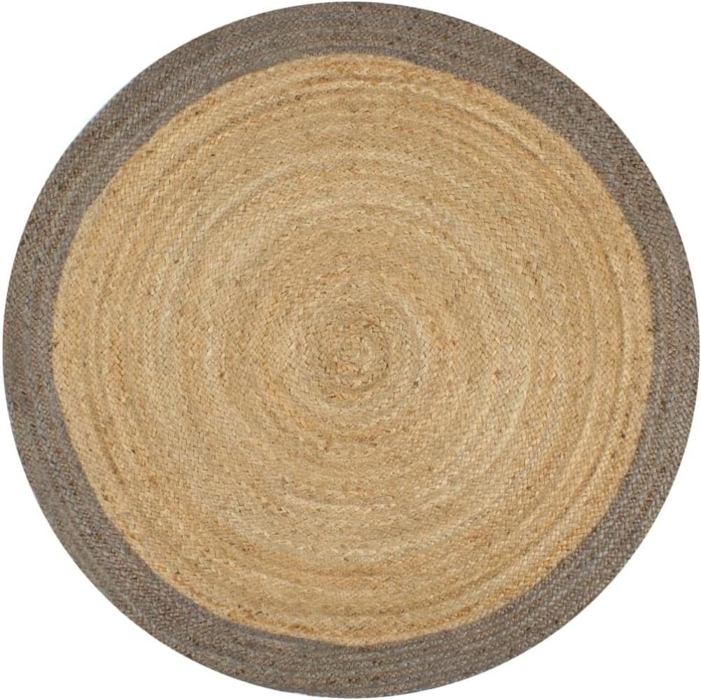 vidaXL Teppich Handgefertigt Jute mit Grauem Rand 90 cm 133674 Bild 1