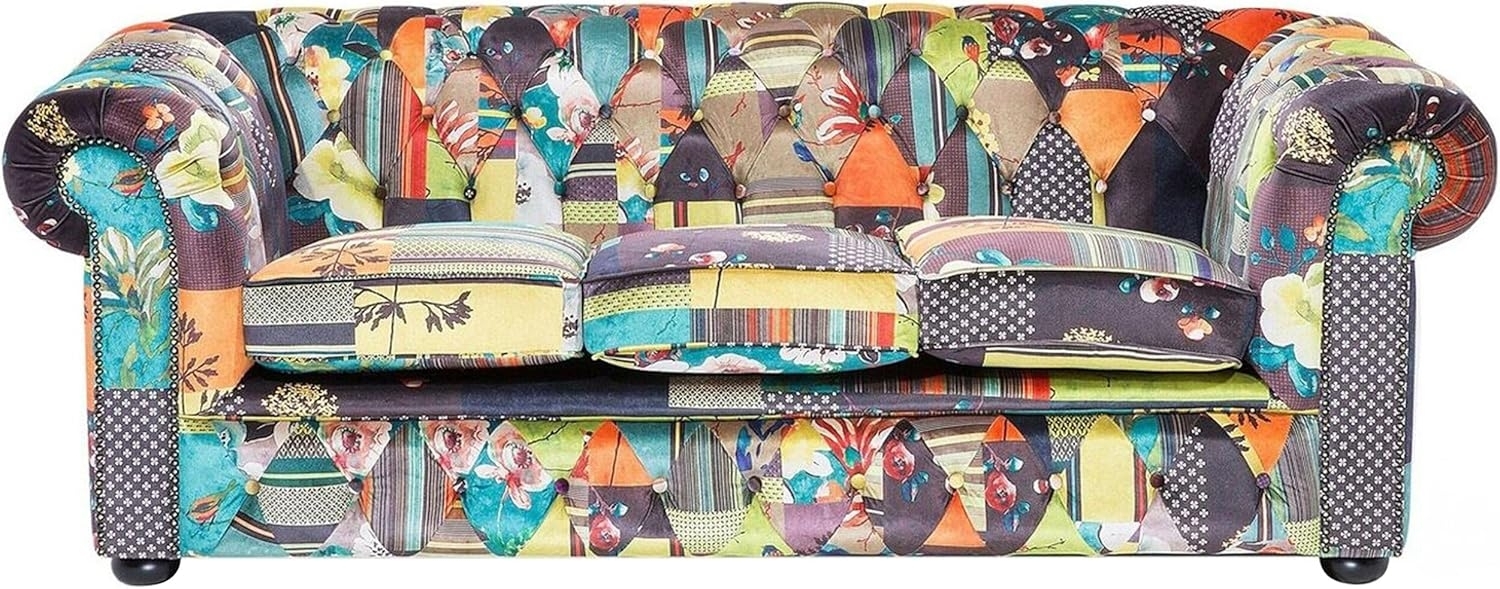 Sofa Polsterbezug Patchwork gelb CHESTERFIELD Bild 1