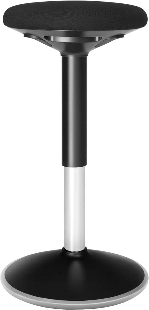 Songmics Drehstuhl, ergonomischer Arbeitshocker, 360°, höhenverstellbar, Polyester, Schaumstoff, Stahl, Kunststoff, TPR, Schwarz, 56-81x33 cm Bild 1