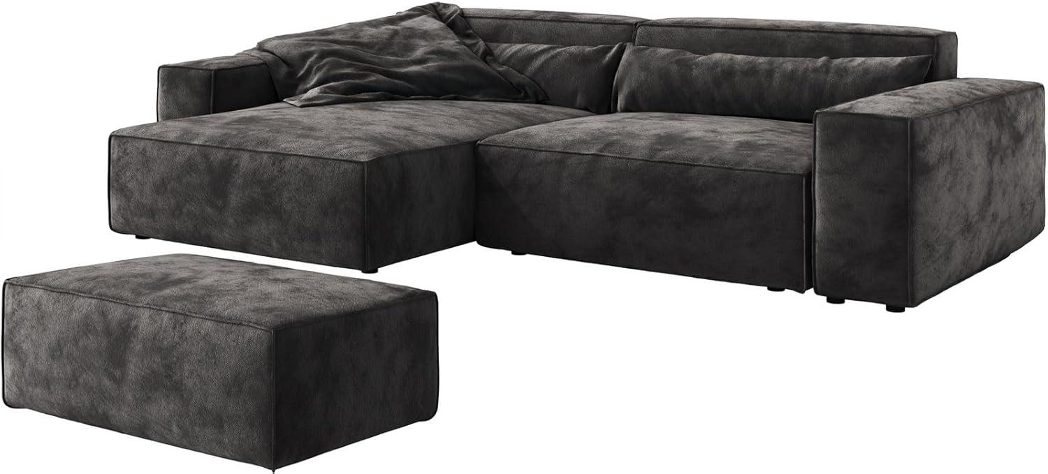 Ecksofa Sirpio XL 270x170 cm Mikrofaser, Recamiere variabel, Schwarz Bild 1
