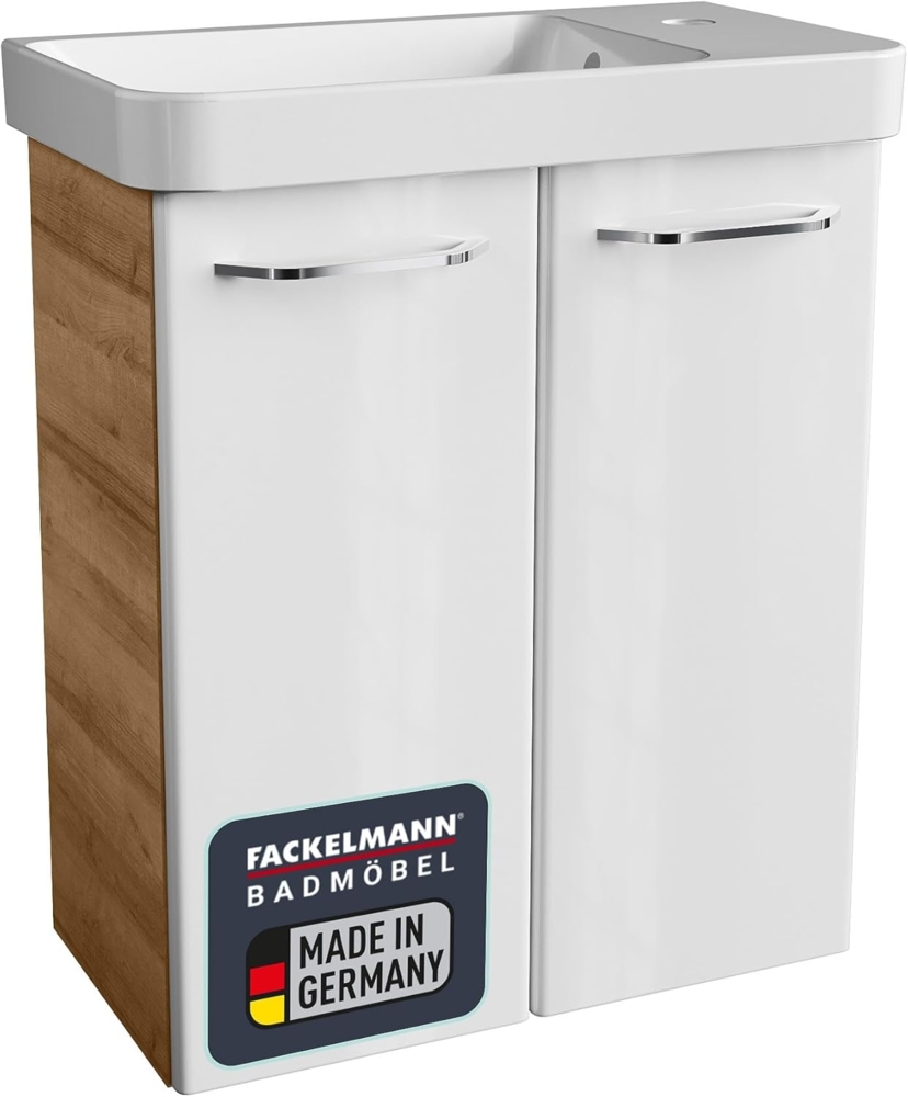 Fackelmann MILANO Gäste-WC Set 55 cm, Braun hell/Weiß, 2-teilig Bild 1