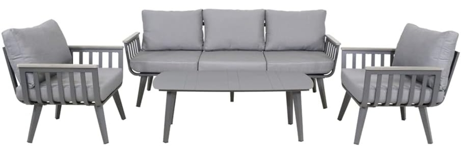 Lesli Living Gartenlounge-Set Alu Lounge Set Amalfi Gartenmöbel Garnitur grau Outdoor, pflegeleicht wetterfest stabil Bild 1